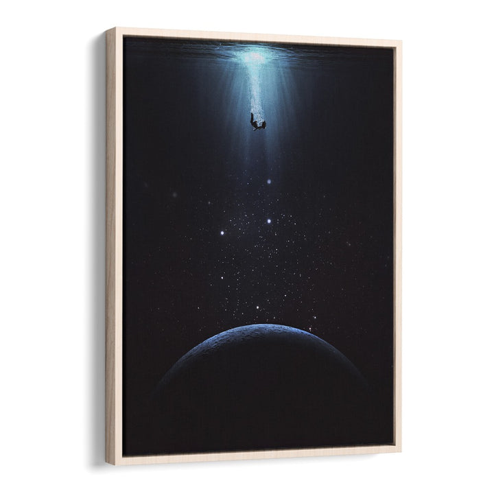 SINK HOLE, SURREAL ART PRINTS by Space Rocket Art, featuring a tranquil underwater scene with cosmic elements.