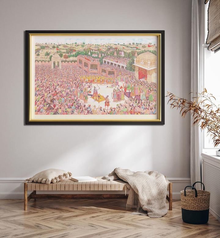 Vibrant SITA JI SWAYMVAR, INDIAN ART PAINTINGS showcasing Sita's iconic moment in a stunning cultural setting.