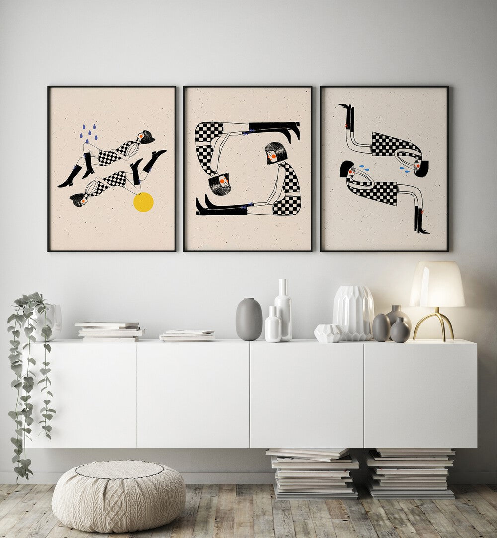 SITTING WITH MY THOUGHTS SET, SET OF 3 PAINTINGS enhances any space with unique and contemplative artwork.