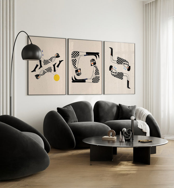 Transform your space with the SITTING WITH MY THOUGHTS SET, SET OF 3 PAINTINGS, perfect for contemplation and style.