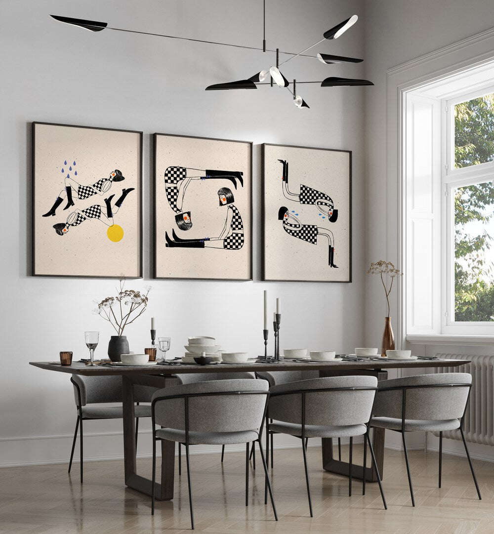 Enhance your decor with the SITTING WITH MY THOUGHTS SET, SET OF 3 PAINTINGS, perfect for introspective spaces.