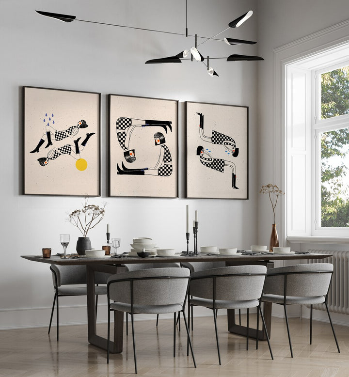 Enhance your decor with the SITTING WITH MY THOUGHTS SET, SET OF 3 PAINTINGS, perfect for introspective spaces.