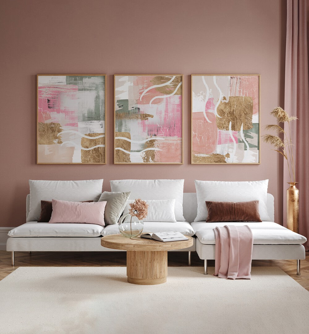 Brighten your space with the SMOOTH SUMMER SET, SET OF 3 PAINTINGS featuring vibrant summer-inspired designs.