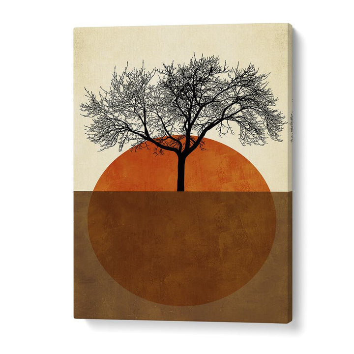 SOMMERMORGEN landscape paintings showcase a solitary tree against a warm sunset, perfect for enhancing your space.