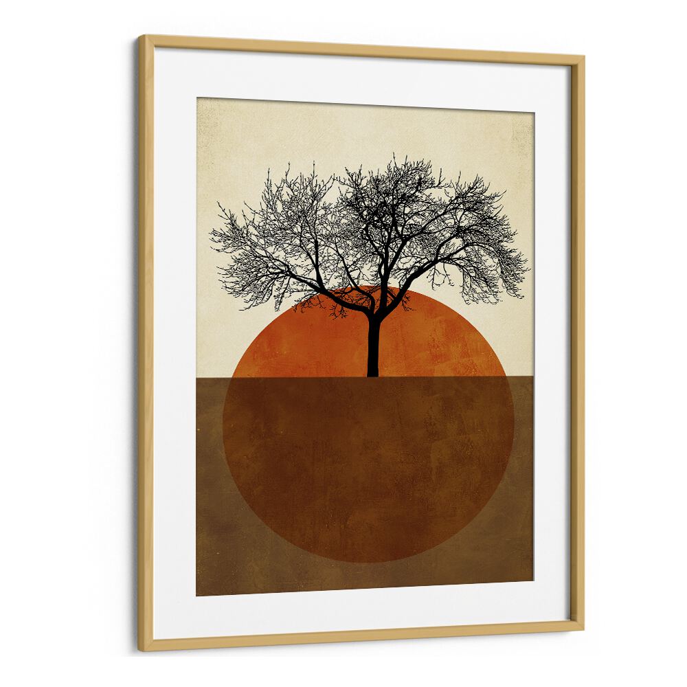SOMMERMORGEN landscape paintings showcase a serene tree silhouette against a vibrant sun, perfect for any living space.