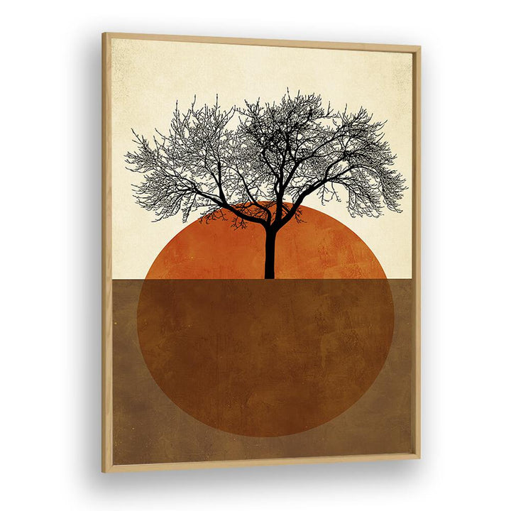 SOMMERMORGEN landscape paintings feature a striking tree silhouette against a warm sunset, enhancing any space by Asianmonk.
