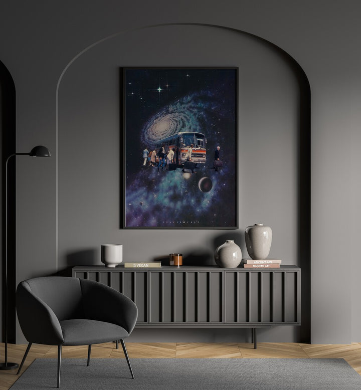 Elevate your space with SPACE BUS, SURREAL PAINTINGS, SURREAL ART PRINTS by SPACE ROCKET ART. Transform your decor!