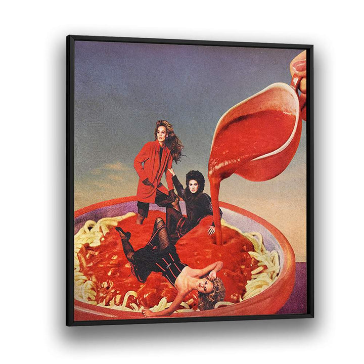 Surreal art print featuring SPAGHETTI TOMATO SAUCE by Vertigo Artography, perfect for adding flair to your space.