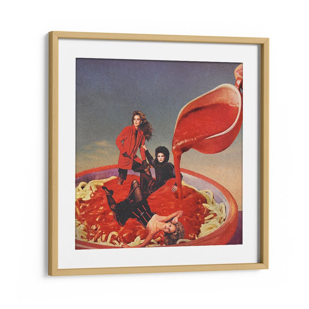 Surreal art print featuring SPAGHETTI TOMATO SAUCE by Vertigo Artography, perfect for enhancing any living space.