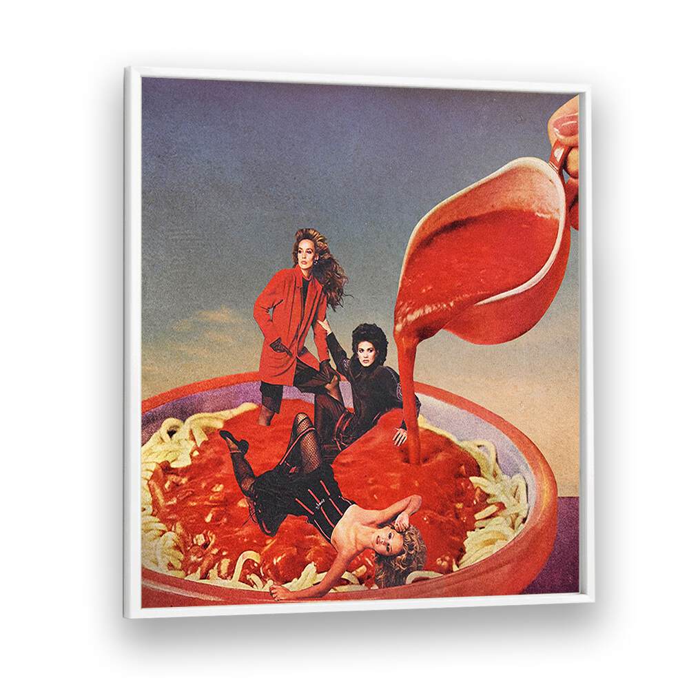 Surreal art print featuring Spaghetti Tomato Sauce, a bold statement piece by Vertigo Artography for your decor.