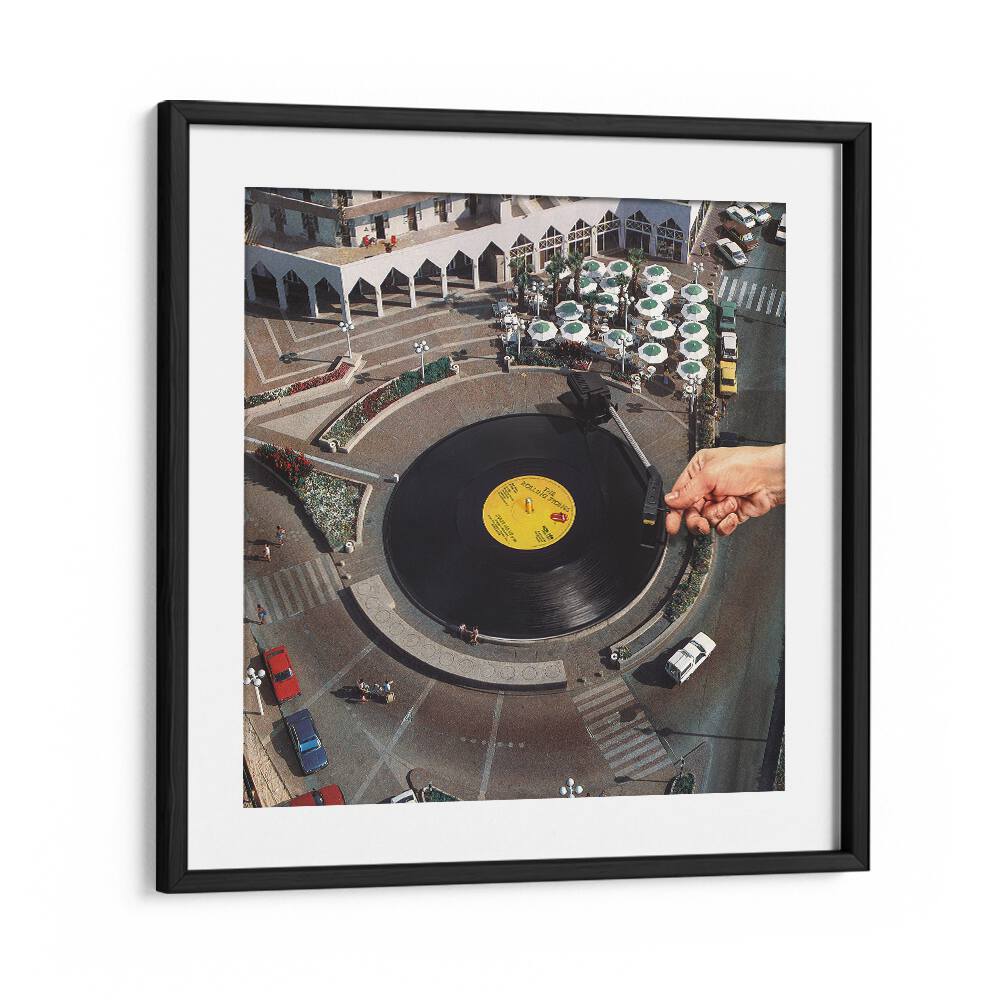 Transform your space with START ME UP, SURREAL ART PRINTS by Vertigo Artography, featuring a captivating vinyl record design.