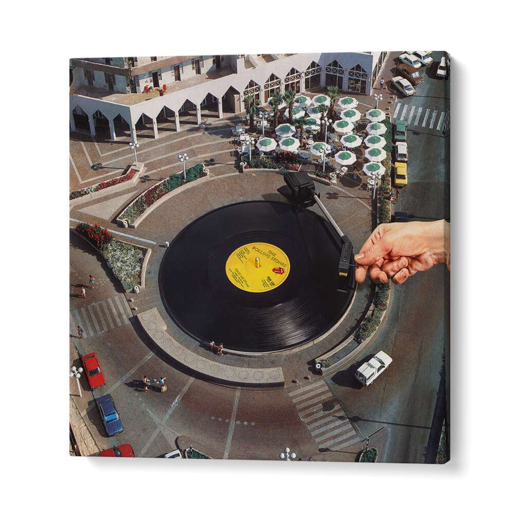 Transform your space with START ME UP, SURREAL ART PRINTS by Vertigo Artography, featuring a unique vinyl record design.