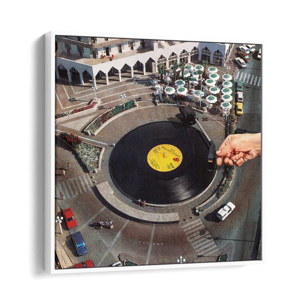 Transform your space with START ME UP, SURREAL ART PRINTS featuring a giant vinyl record by Vertigo Artography.