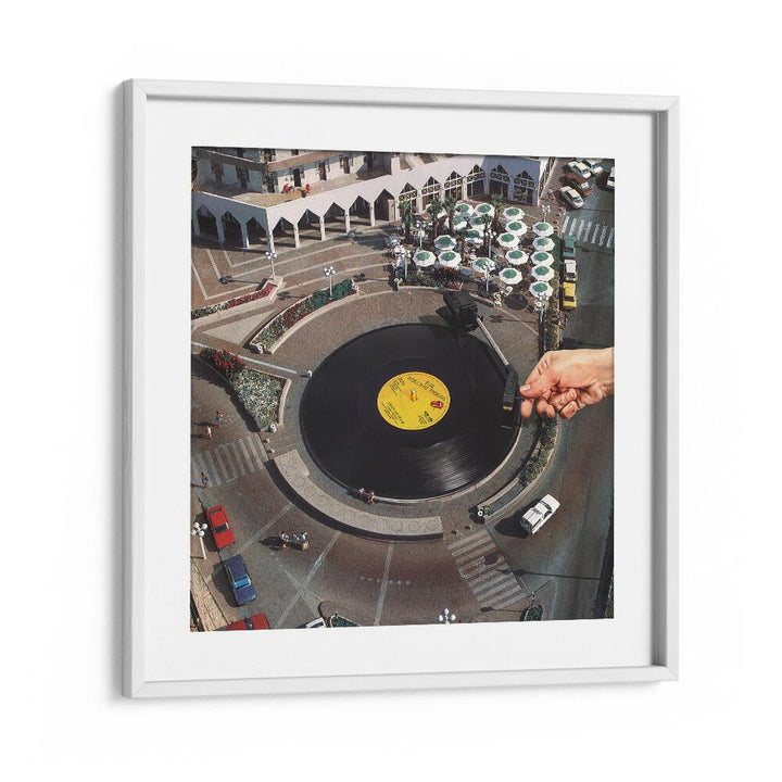Transform your space with the captivating START ME UP, SURREAL ART PRINTS by Vertigo Artography in a chic white frame.