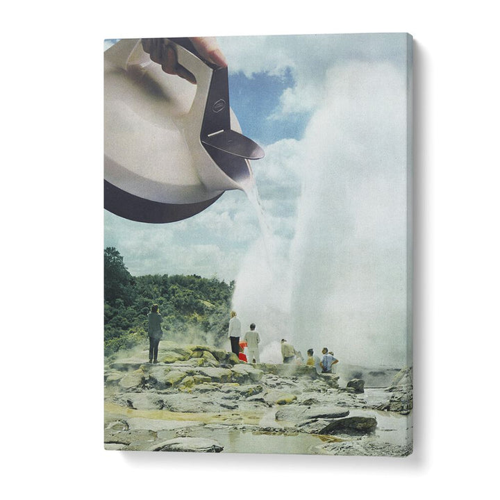 Surreal scene featuring a giant kettle, part of the STEAM FUNK, SURREAL ART PRINTS collection by Vertigo Artography.