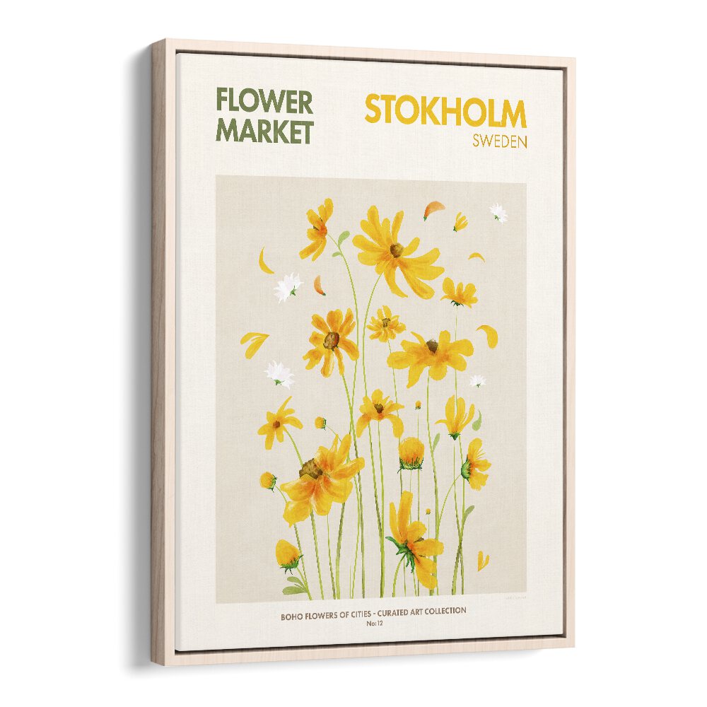 Bright yellow flowers adorn the STOKHOLM - FLOWERMARKET, FLORAL FLOWER PAINTINGS, enhancing any space with elegance.
