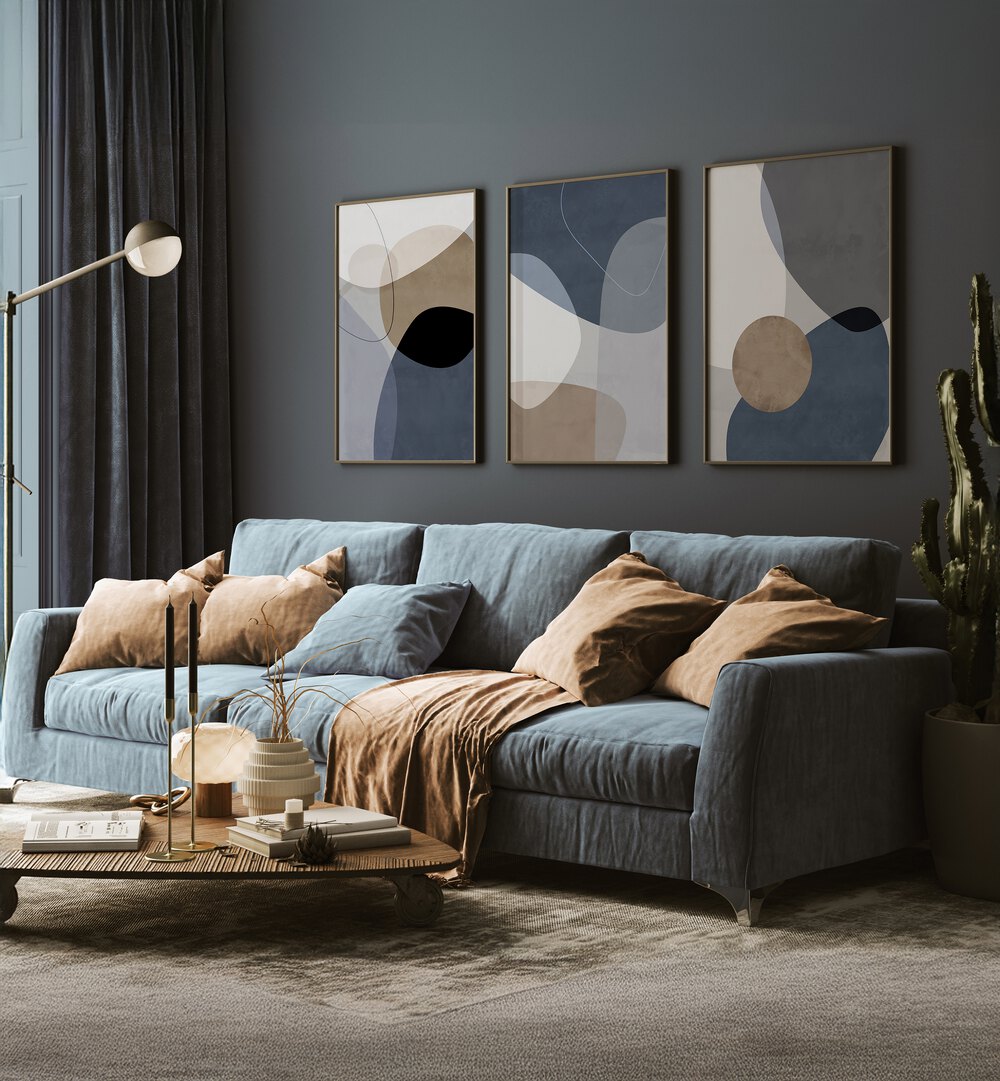 Transform your space with the STORM VEIL LAYERS SET, SET OF 3 PAINTINGS featuring abstract, elegant designs.