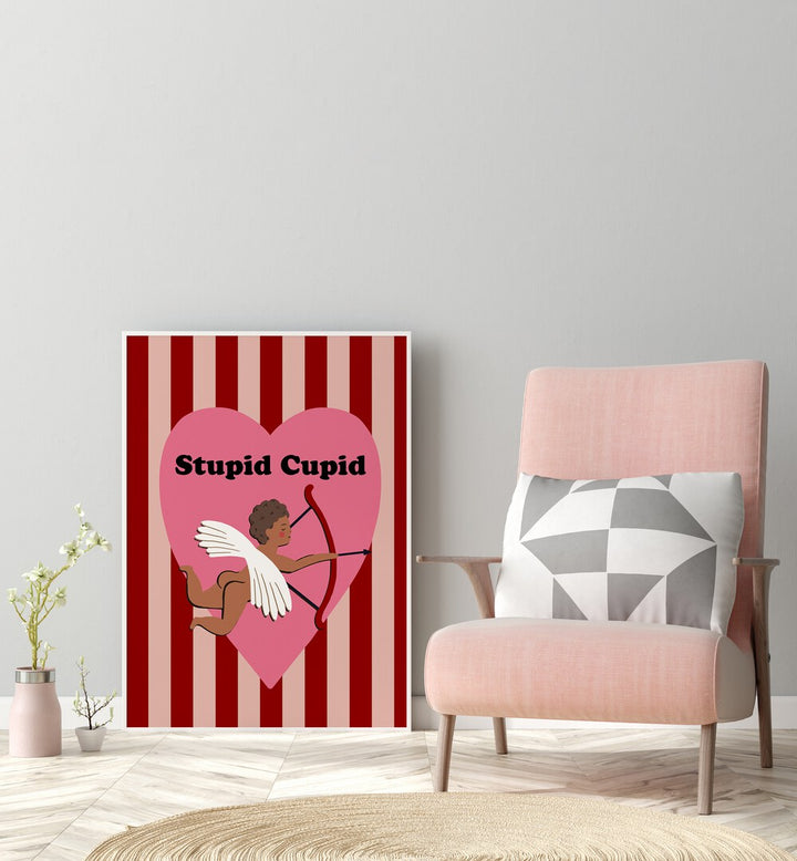 Whimsical STUPID CUPID, QUOTES poster adds humor and charm to any room, perfect for uplifting your space.