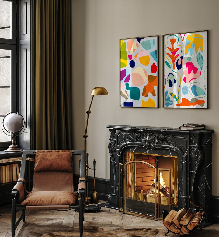 Bright and colorful SUMMER CUTOUTS SET, SET OF 2 PAINTINGS adds vibrant summer spirit to your living space.