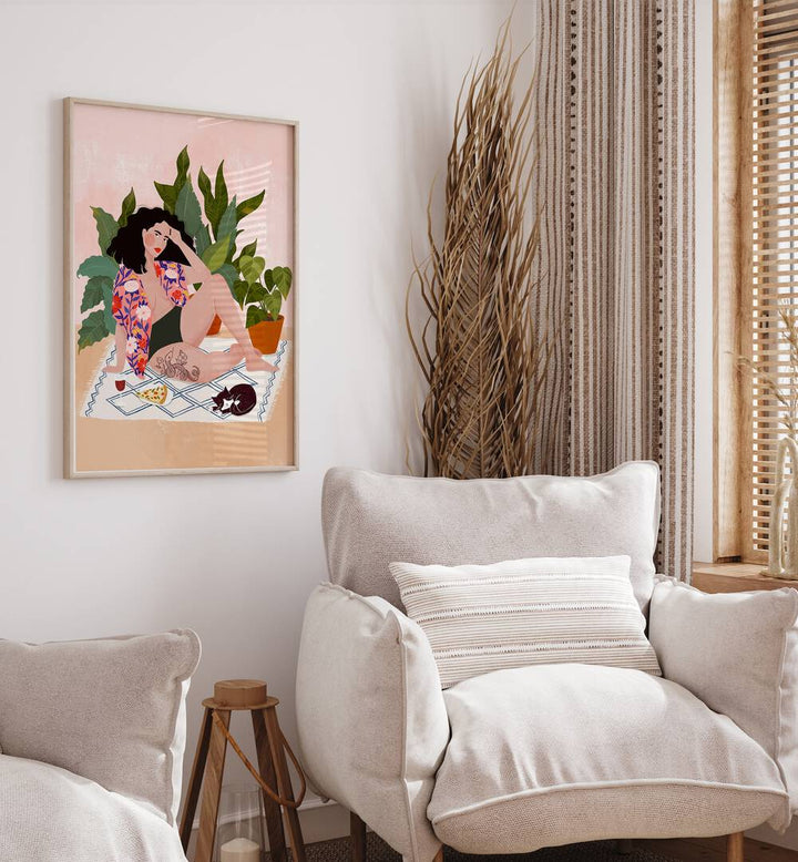 Vibrant "SUNDAY PIZZA, PORTRAITS" artwork by Maja Tomjanovic enhances any space with joyful artistry.