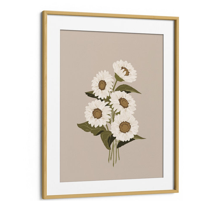 Brighten your space with a SUNFLOWER BOUQUET , FLORAL FLOWER PAINTINGS framed in oak wood, perfect for any decor.