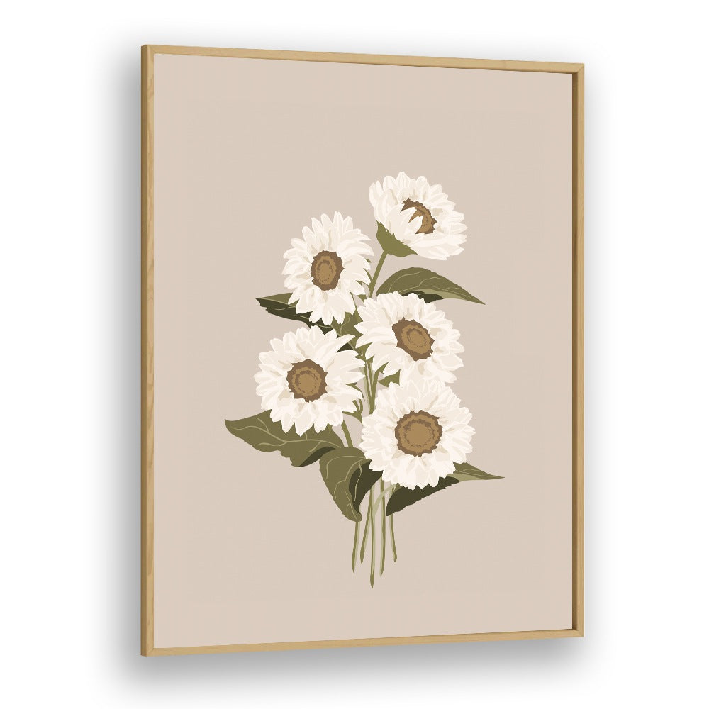 Brighten your decor with a stunning SUNFLOWER BOUQUET, FLORAL FLOWER PAINTINGS in a stylish oak frame.