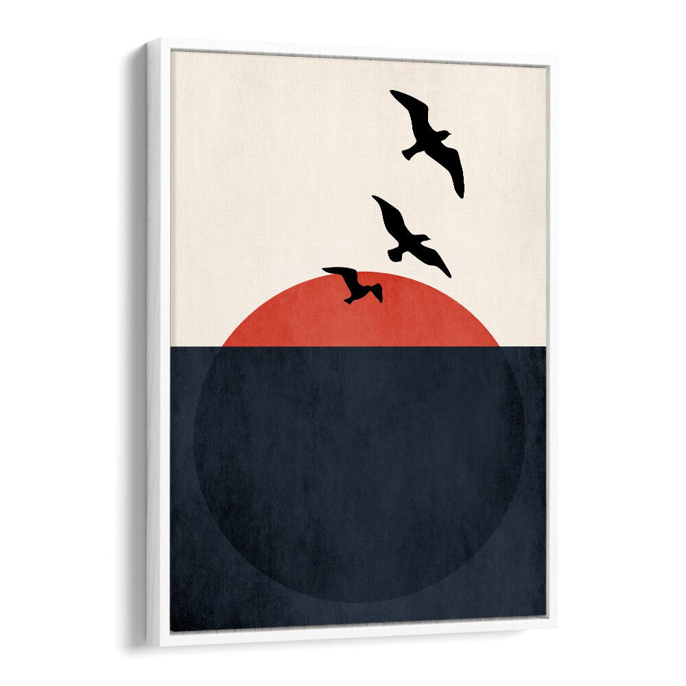 Stunning SUNSET BREEZE, LANDSCAPE PAINTINGS art print featuring serene coastal sunset and minimalist design for modern spaces.