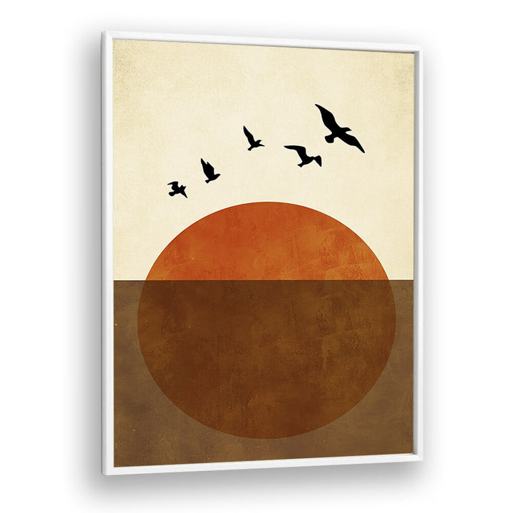 Stunning “Sunset Dreams” landscape paintings featuring an orange sun, perfect for transforming your space.