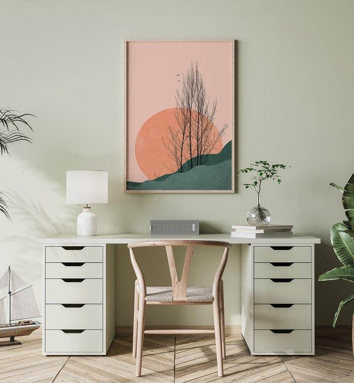 Transform your space with SUNSET MEMORIES, LANDSCAPE PAINTINGS featuring serene minimalist art for tranquility.