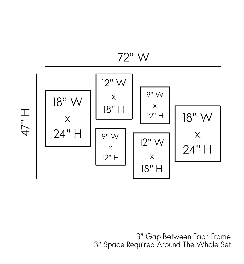 Stylish layout of the SUNSET GALLERY WALL, GALLERY WALLS & SETS for elegant home decor enhancement.