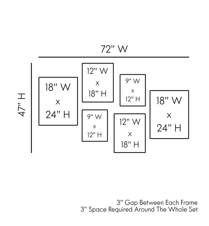 Stylish layout of the SUNSET GALLERY WALL, GALLERY WALLS & SETS for elegant home decor enhancement.