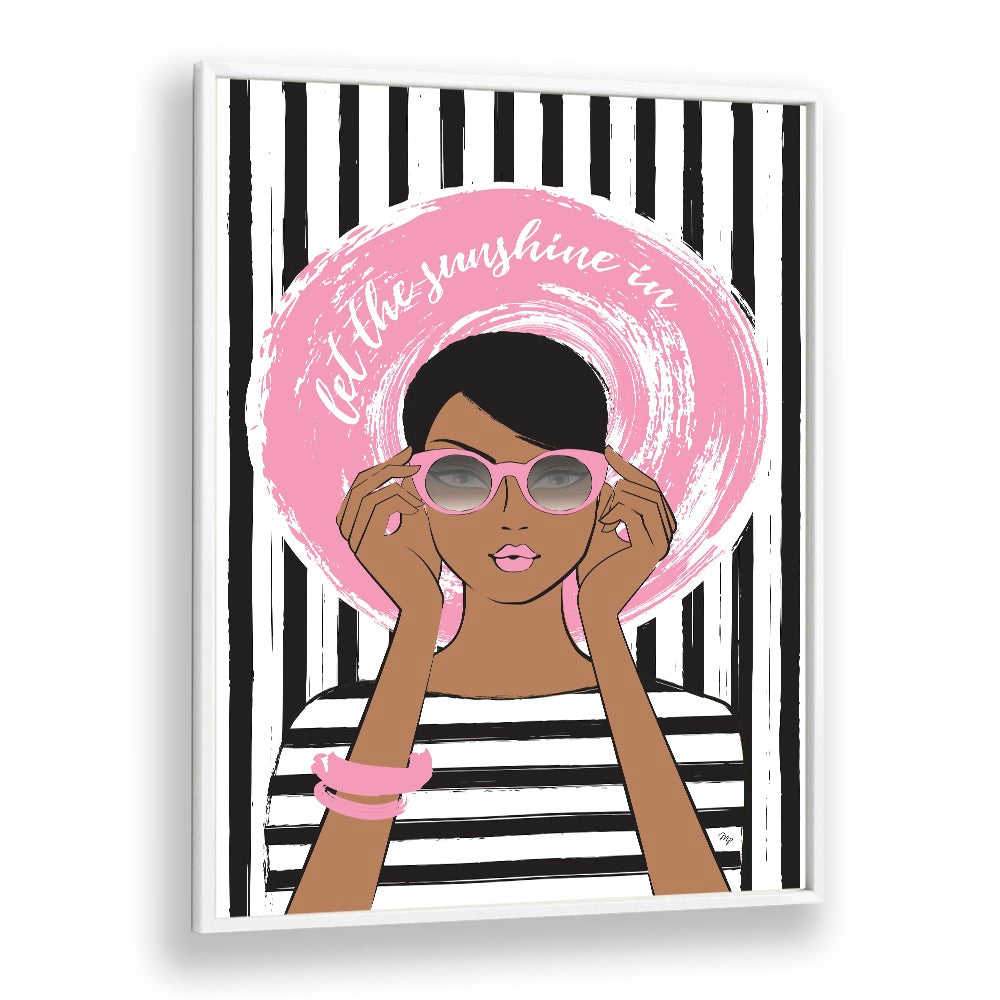 Stylish "Sunshine Girl Dark" fashion poster by Martina, perfect for elevating your space with elegance and positivity.