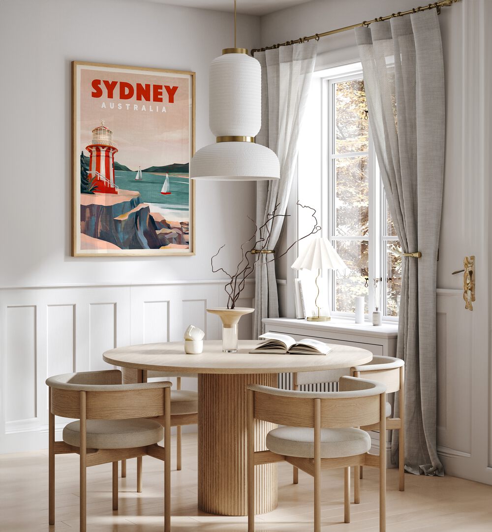 Decorate your space with SYDNEY LIGHTHOUSE, TRAVEL POSTERS showcasing Sydney's coastal charm and iconic beauty.