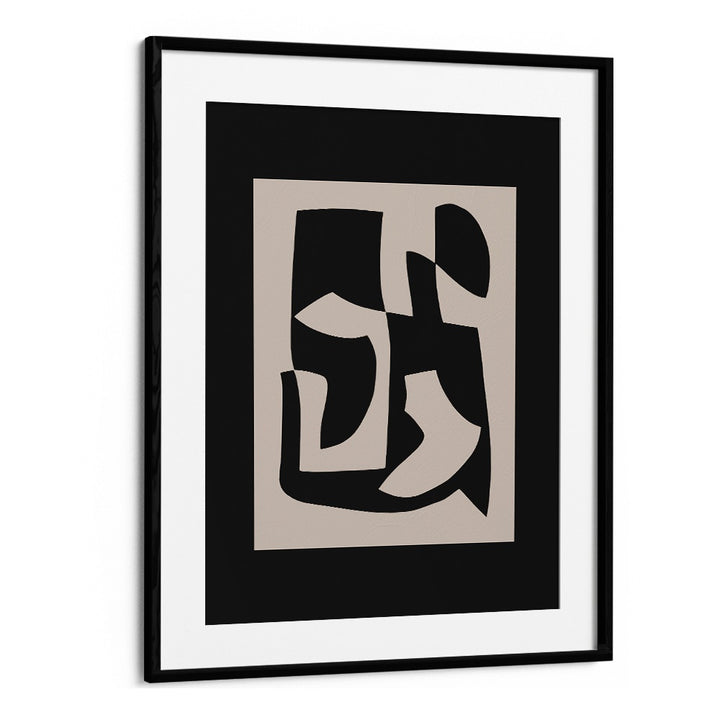 Scandinavian Midnight Canvas, abstract paintings by Preayna, featuring modern elegance in a black frame.