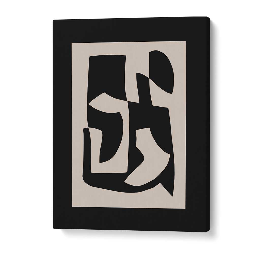 Scandinavian Midnight Canvas, abstract paintings in modern black and beige design, enhancing your space with elegance by Preayna.