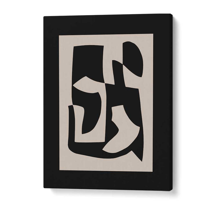 Scandinavian Midnight Canvas, abstract paintings in modern black and beige design, enhancing your space with elegance by Preayna.