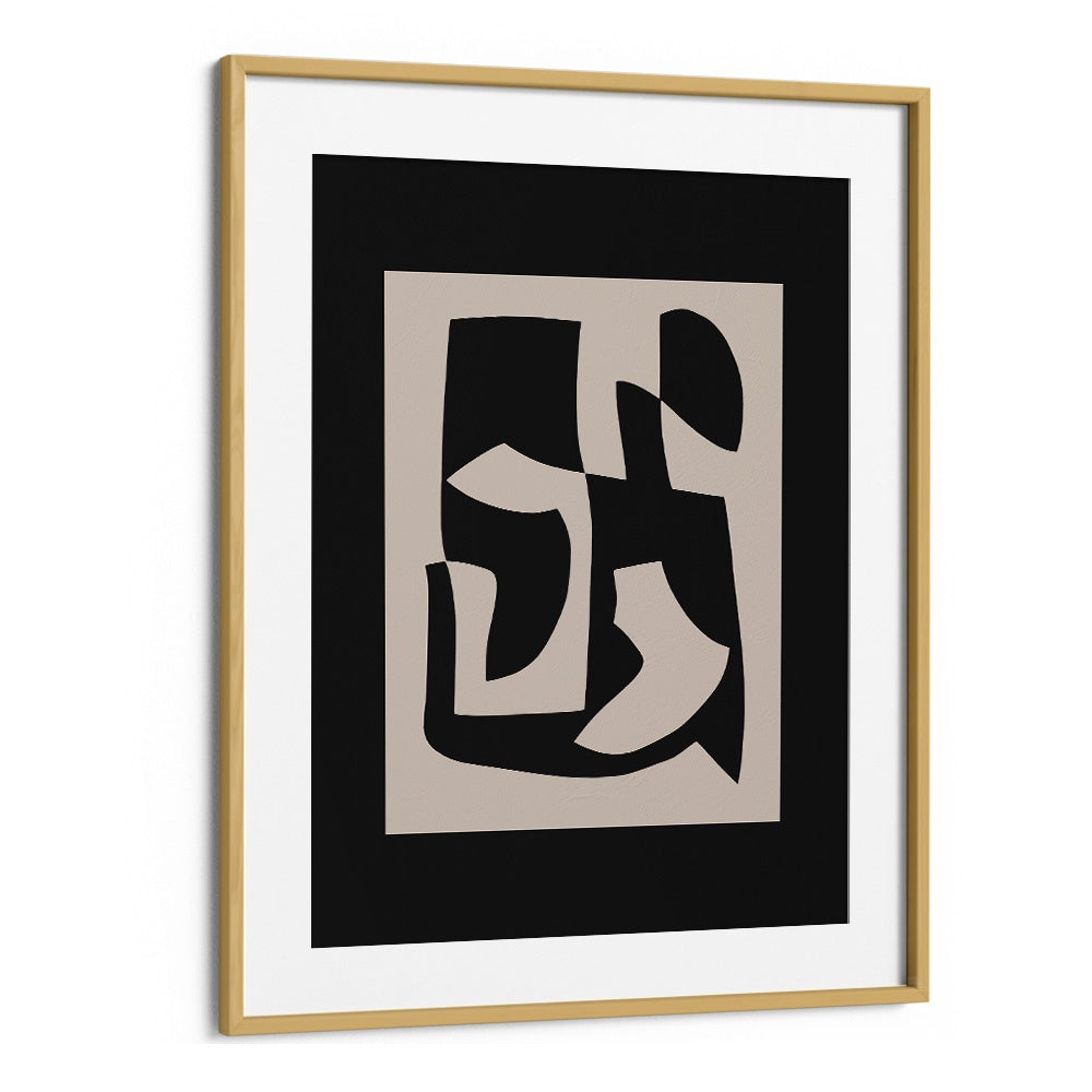 Scandinavian Midnight Canvas, abstract paintings in elegant oak frame, perfect for modern home decor by Preayna.