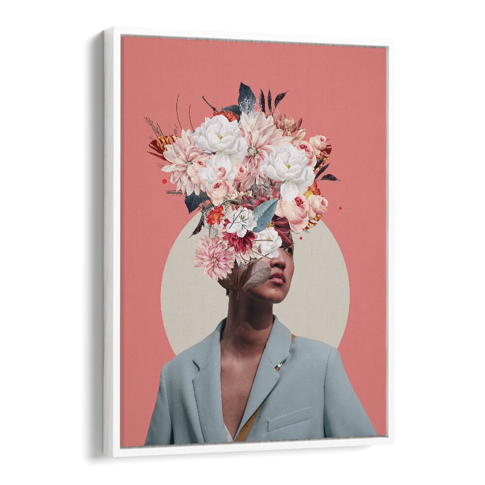 Captivating surreal art print "Searching for Sunrise" by Frank Moth, showcasing a floral masterpiece in a floater frame.