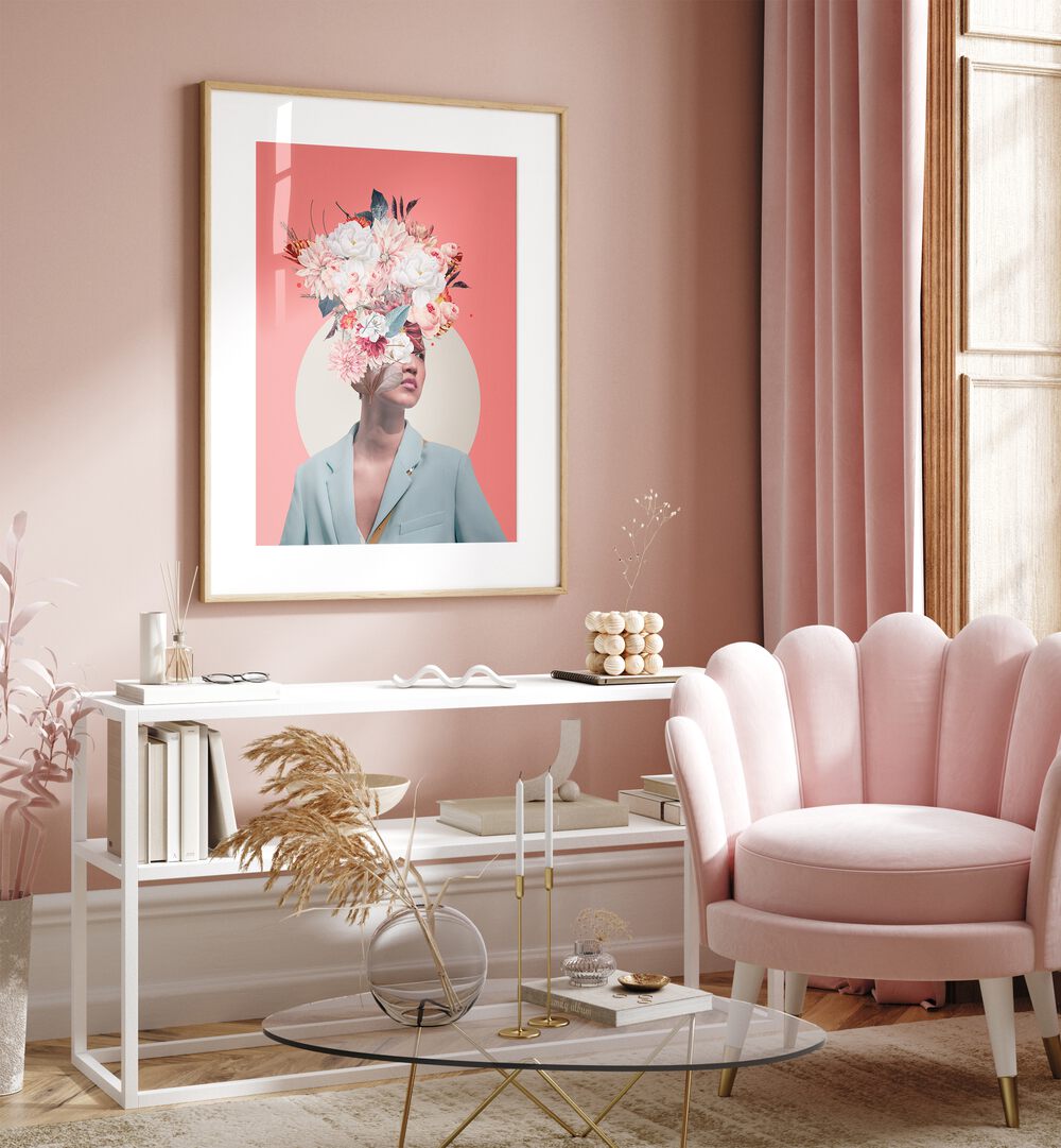 Captivating interior featuring the SEARCHING FOR SUNRISE, SURREAL ART PRINTS by Frank Moth, blending artistry and surrealism.