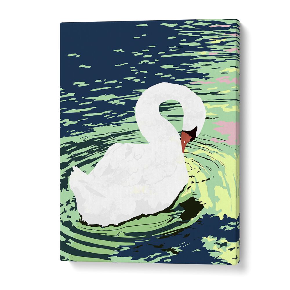 Elegant swan artwork from the SELF RELIANCE, ANIMAL PAINTINGS collection by Uma Gokhale, perfect for wildlife art lovers.