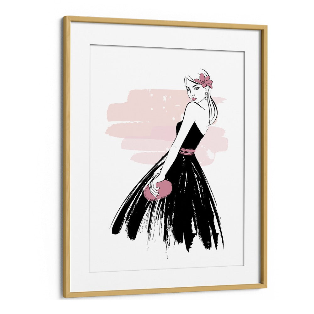 Elegant SENORITA fashion poster framed in oak, showcasing chic style and charm for your living space.