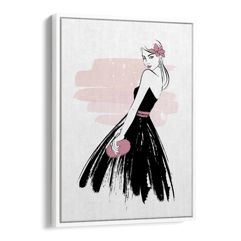 Elegant SENORITA, FASHION POSTERS by Martina, featuring a stylish woman in a black dress, perfect for home decor.