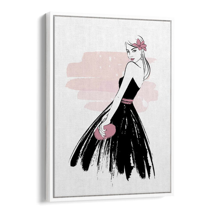 Elegant SENORITA, FASHION POSTERS by Martina, featuring a stylish woman in a black dress, perfect for home decor.