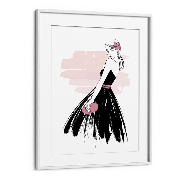 Elegant SENORITA, FASHION POSTERS by Martina showcase a stylish woman in a black dress, perfect for chic decor.