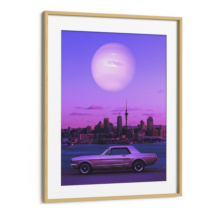 Experience dreamlike landscapes with SERENE DRIVE, SURREAL ART PRINTS by Ritvik Takkar, framed in oak.