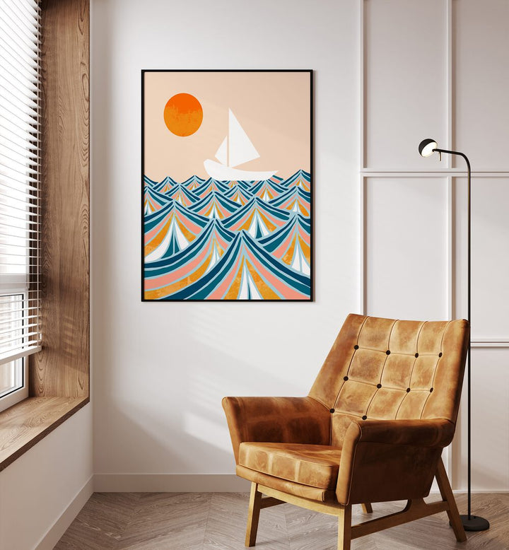Bright and colorful "Set Sail, Landscape Paintings" by Uma Gokhale, perfect for inspiring creativity in any space.