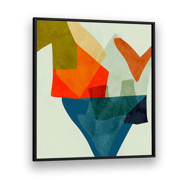 Colorful abstract artwork "SHAPES AND LINES V KOPIE, ABSTRACT PAINTINGS" by Ana Rut Bre, framed for elegant decor.