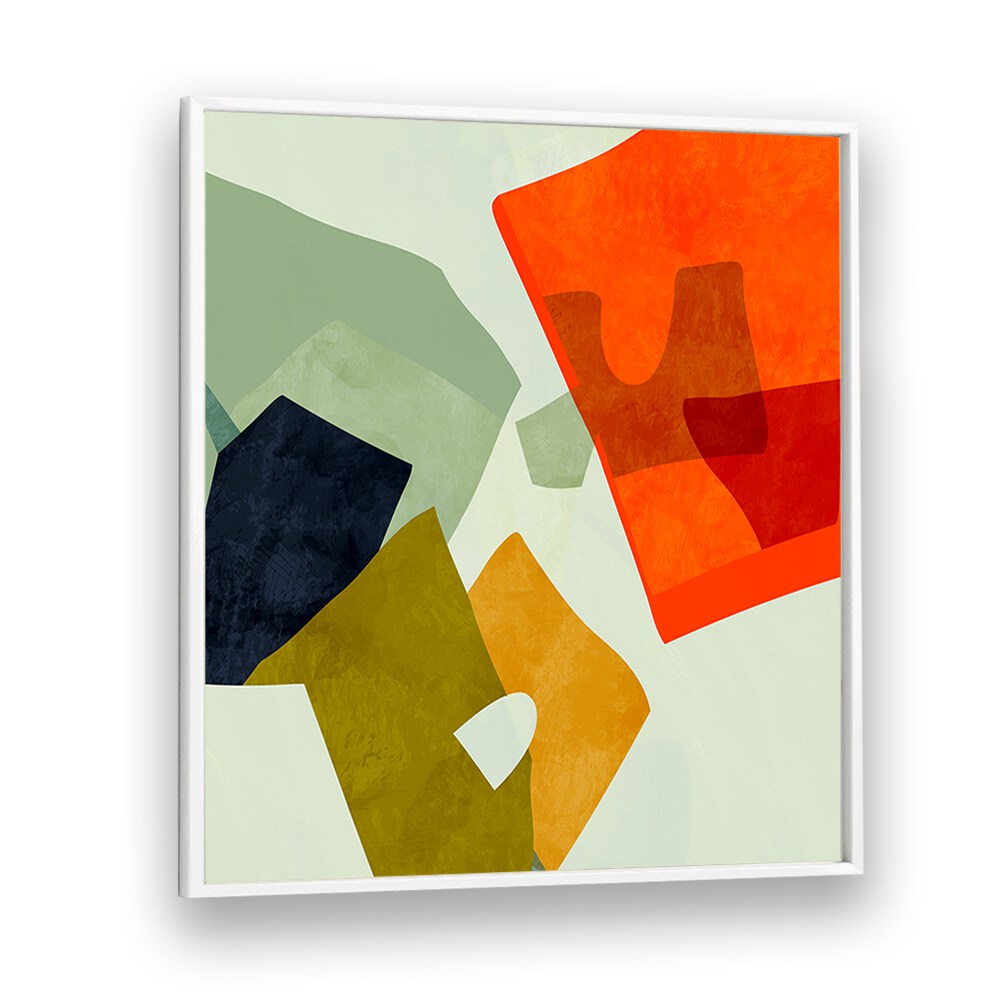 Colorful geometric forms in SHAPES AND LINES VI, ABSTRACT PAINTINGS by Ana Rut Bre, perfect for modern decor.