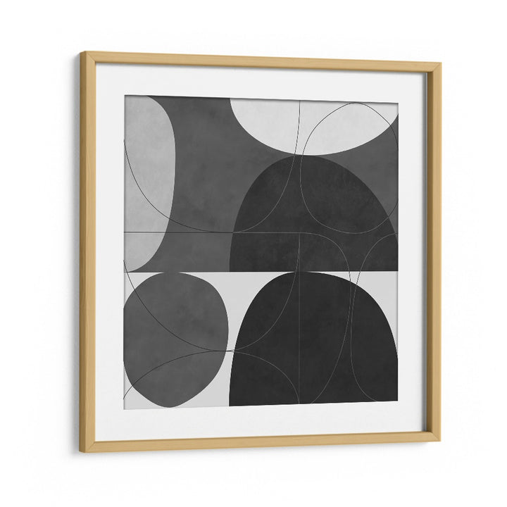 Elegant SHAPES BW I, ABSTRACT PAINTINGS by Ana Rut Bre, framed in oak, perfect for modern artistic expression.