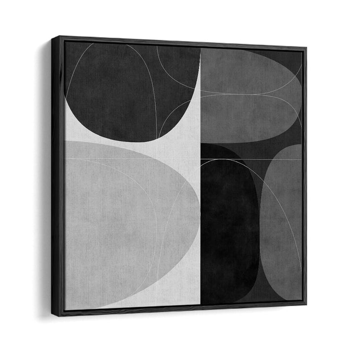 Shapes BW II, ABSTRACT PAINTINGS by Ana Rut Bre, featuring modern black and white geometric designs in a floater frame.